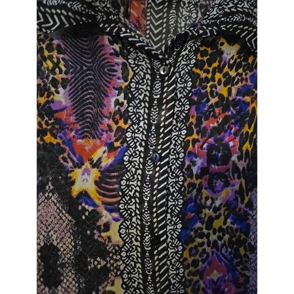 Thread Story Purple Black Mixed Print Long Sleeve Shirt Dress Womans Size 2X - Picture 5 of 7